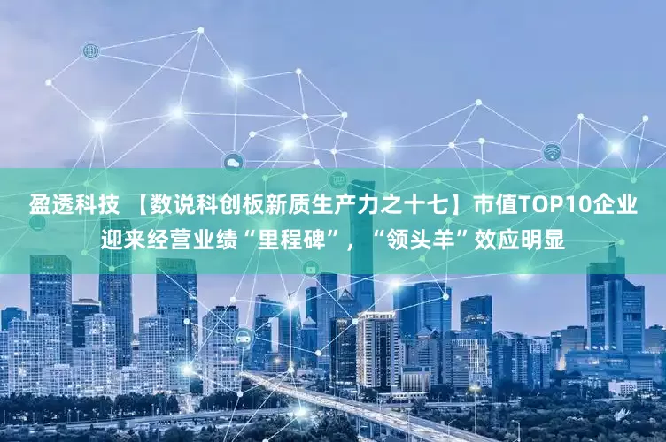 盈透科技 【数说科创板新质生产力之十七】市值TOP10企业迎来经营业绩“里程碑”，“领头羊”效应明显